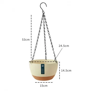 Doniczka wisząca krem 24,5 cm system odwadniania ROS09K