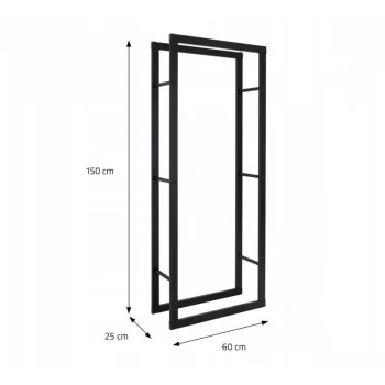 Stojak na drewno kominkowe czarny 60 x 25 x 150 cm - SND4