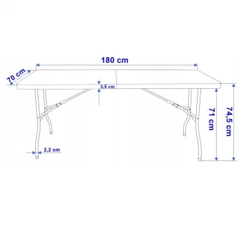 Składany stół kateringowy, turystyczny 70 x 180 cm SC02
