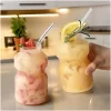 Zestaw 4 rurek, słomek do napojów ze szczoteczką grube BUBBLE TEA 14mm AB02