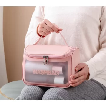 Kosmetyczka rozkładana WASHBAG kuferek różowy KS46R