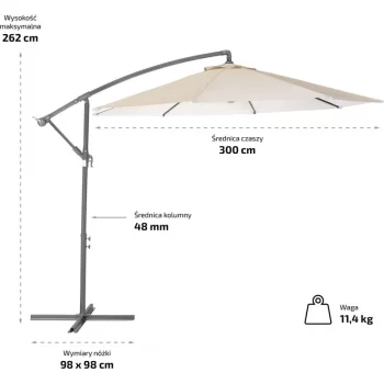 Parasol ogrodowy z wysięgnikiem Granatowy OGP02