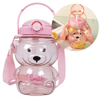 Butelka na wodę z uchwytem SWEET BEAR PINK 1000 ML BD27