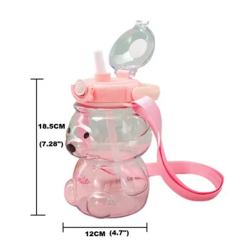 Butelka na wodę z uchwytem SWEET BEAR PINK 1000 ML BD27