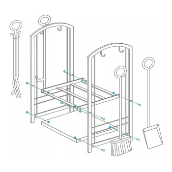 Stojak, Kosz metalowy na drewno kominkowe z akcesoriami 73x40x30cm SND05