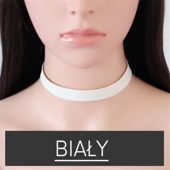 NASZYJNIK CHOKER SKÓRZANY - BIAŁY N480B