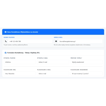 Panel admina dane kontaktowe