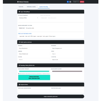 Panel admina system i branding