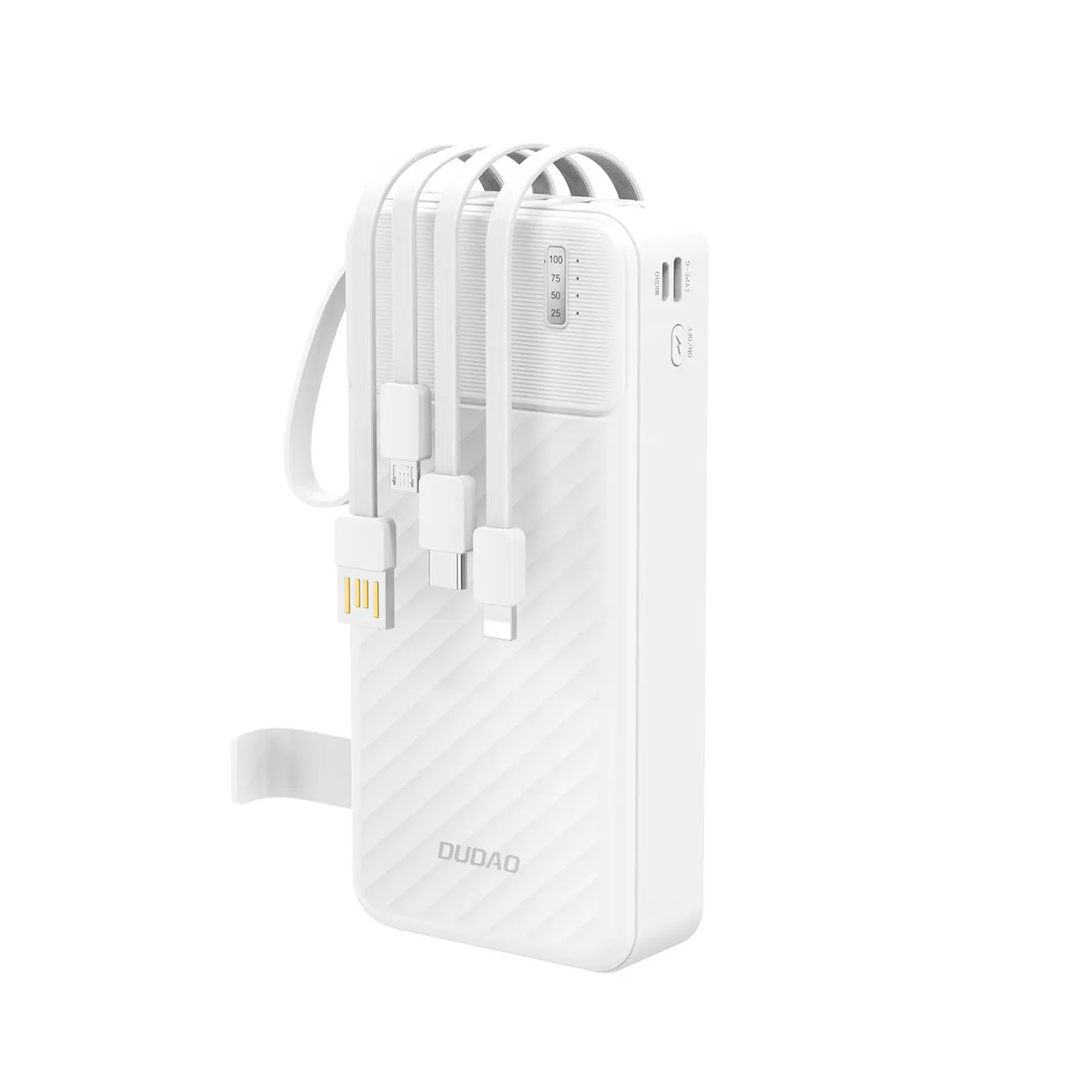 Powerbank K11 Pro 20000mAh z wbudowanymi kablami - biały