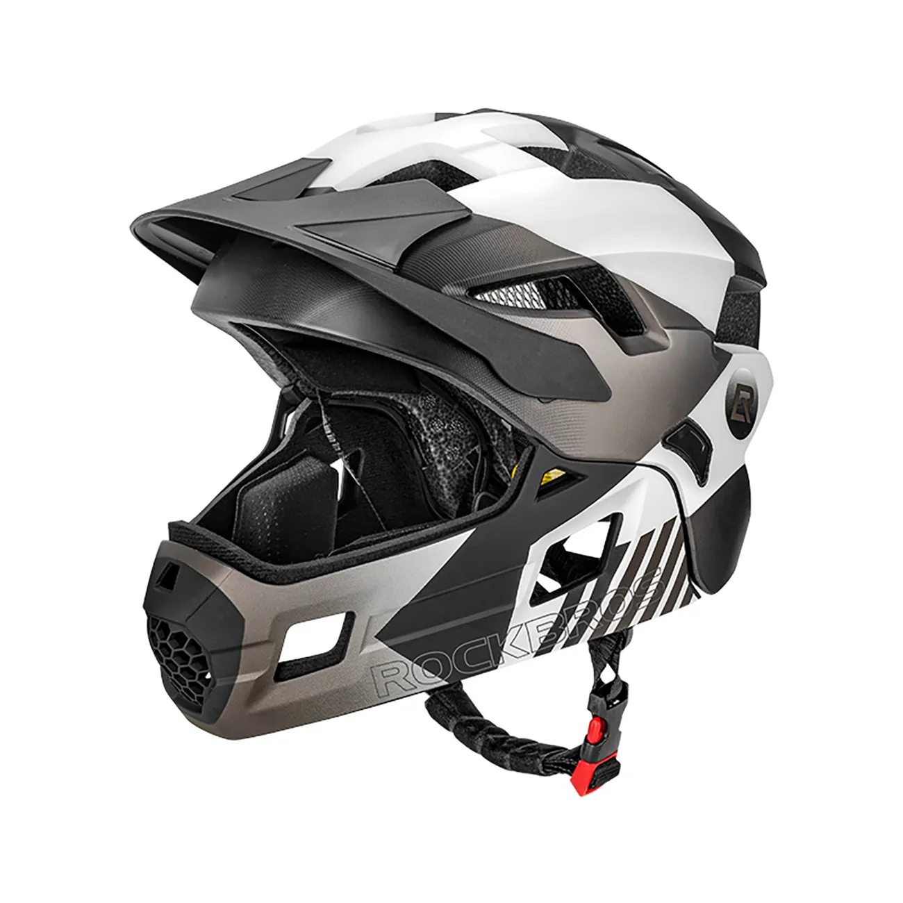Kask rowerowy dziecięcy z odpinaną szczęką rozmiar M 54-57cm - szary