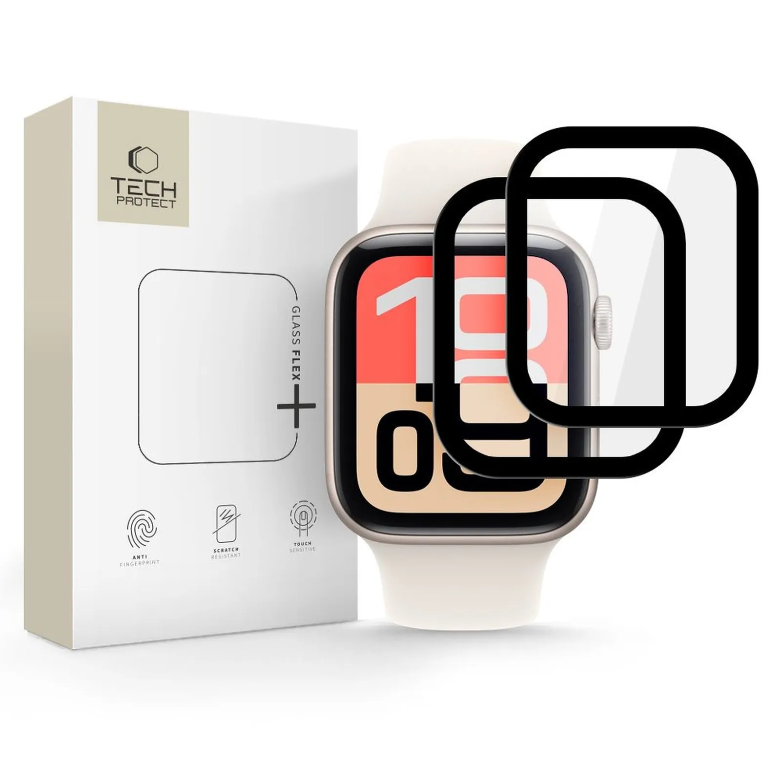 Szkło ochronne na Apple Watch 40 mm czarne Glass Flex+ - 2 szt.