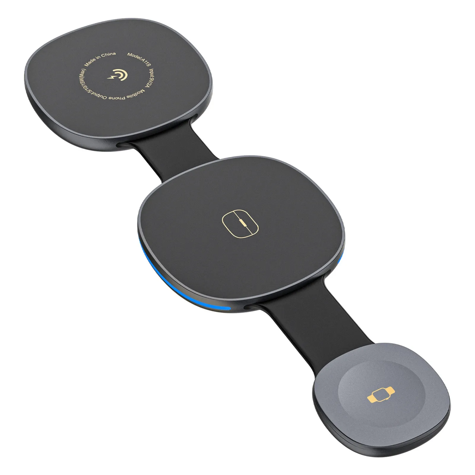 Ładowarka bezprzewodowa 3w1 na smartfon smartwatch słuchawki MagSafe - czarna