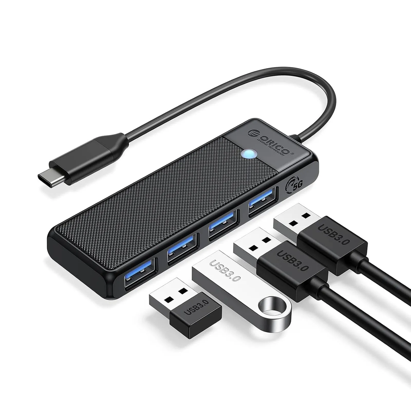HUB rozdzielacz 4-portowy USB-C - USB-A 0.15 m - czarny