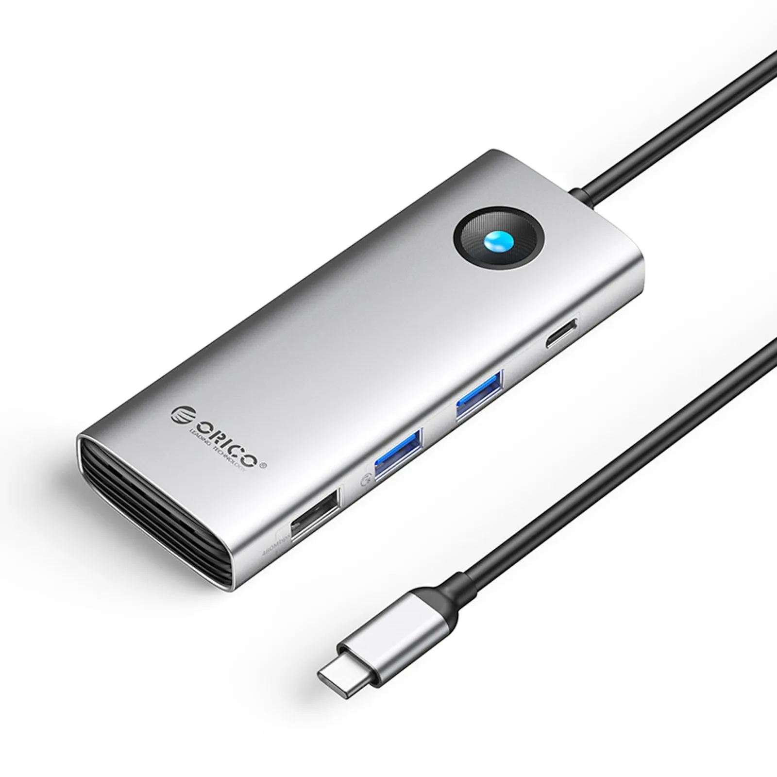 HUB 8w1 USB-C - USB-A USB-C HDMI VGA RJ45 PD 100W 4K 60Hz 1000Mbps - srebrny