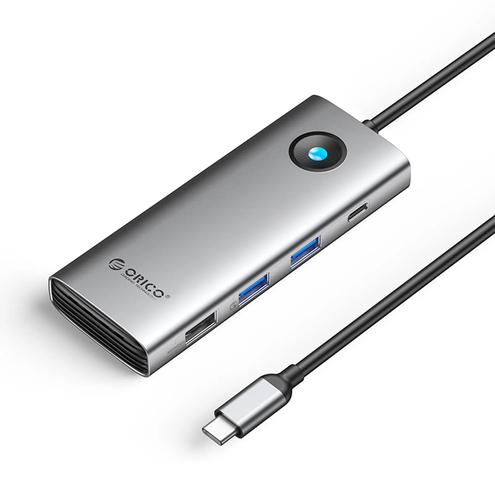 HUB 8w1 USB-C - USB-A USB-C HDMI VGA RJ45 PD 100W 4K 60Hz 1000Mbps - szary